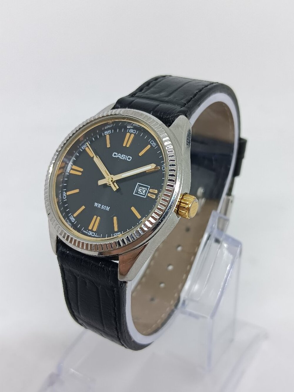Casio LTP1302D Women's 30mm Black Dial S/Steel Date Watch NEW BATT